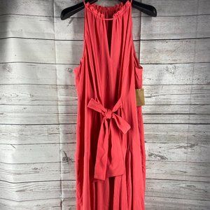 Rachel Roy Pink Watermelon Tie-Front Midi Dress Size 12